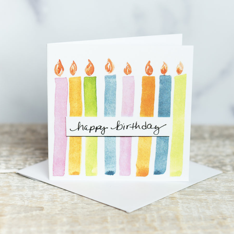 Happy Birthday Candles by M. E. James 3x3 Gift Card – The Junk Girls